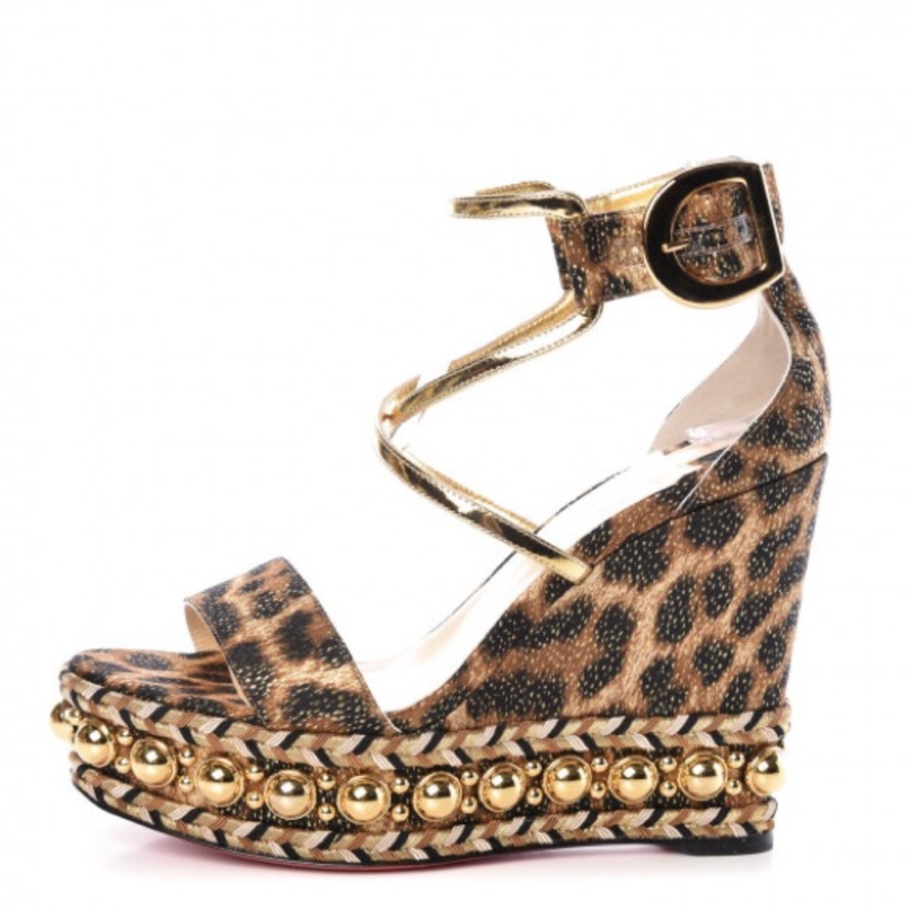 Christian Louboutin Brown and Gold Stiletto Sandals